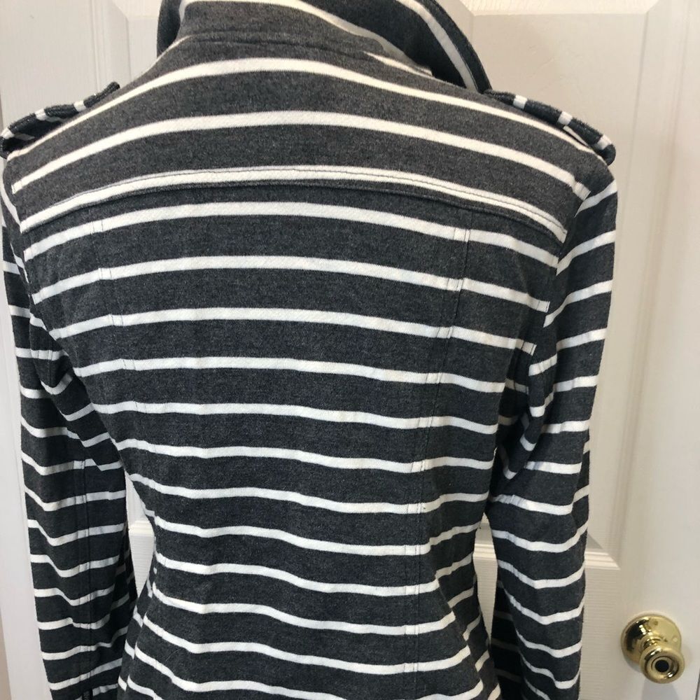 Market & Spruce gray and white striped zip front jacket size medium - Picture 7 of 15